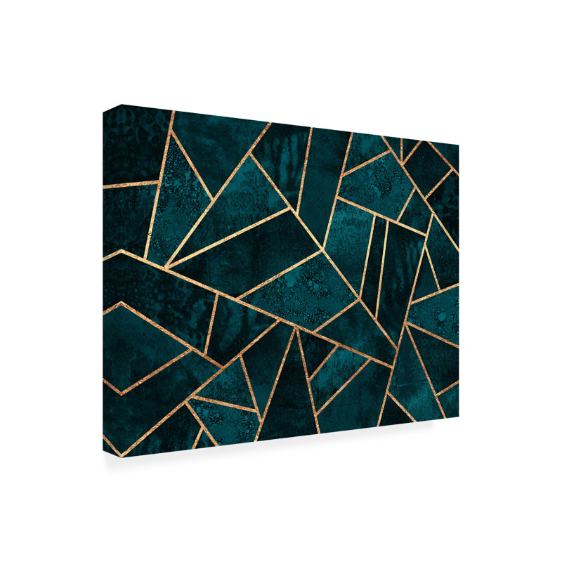 Art sur toile bleu turquoise, Elisabeth Fredriksson, H 24 po x l 32 po