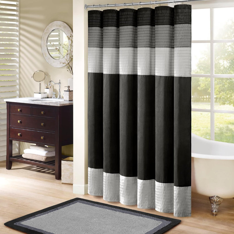 Polyester Shower Curtain Set, Black