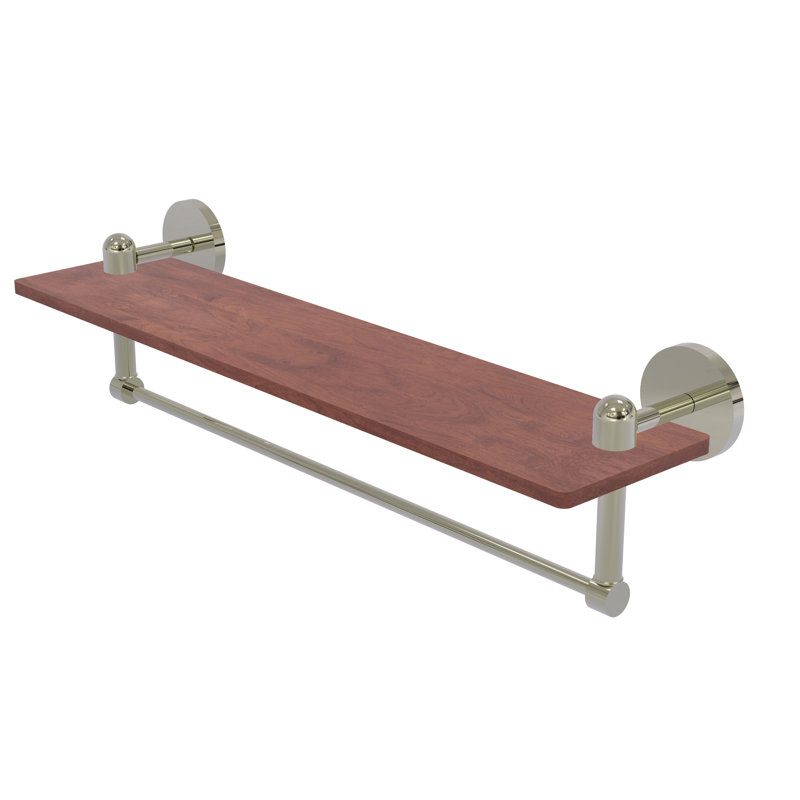Tablette murale unie bois ironwood Itzhak, Nickel poli, H 4 po x l 22 po x P 5 po