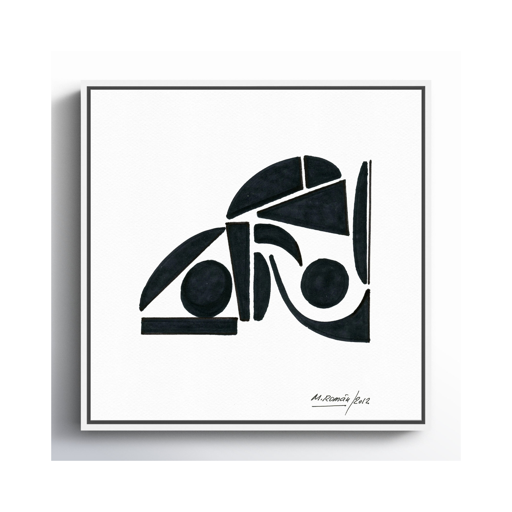 Black And White Modern by M.Roman, 13" H x 13" W, White