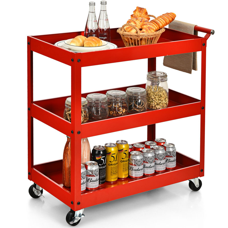 Thangool 78cm H x 76cm W Utility Cart with Wheels, Red