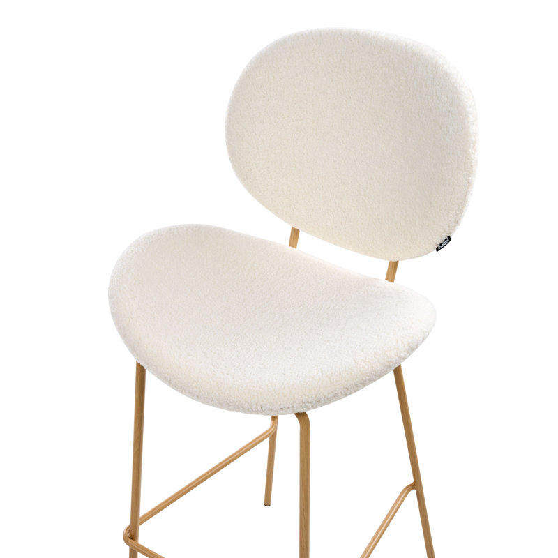 Luana Upholstered Counter Stool with Metal Frame, White