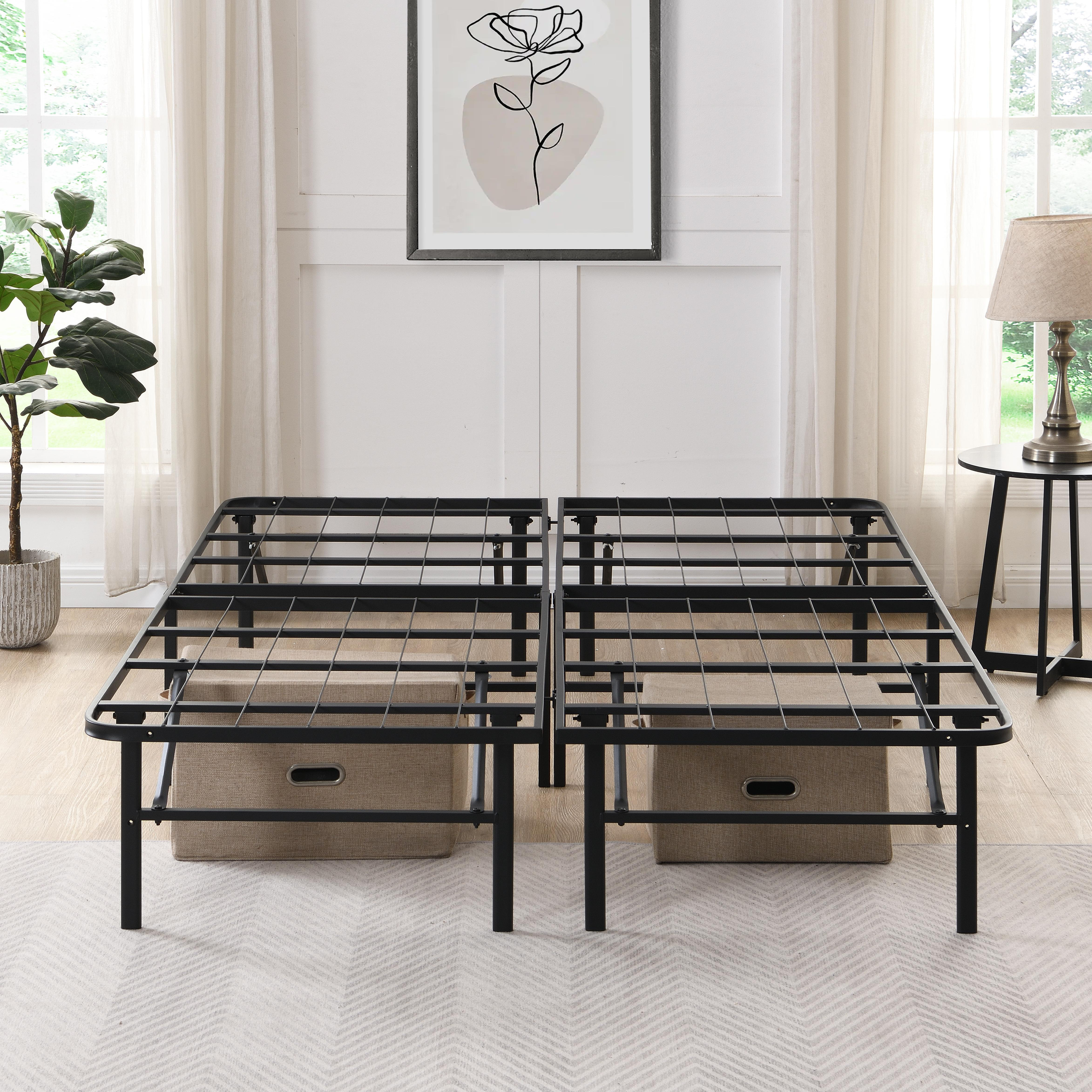Alwyn Home KING Metal Platform Folding Bed Frame 14 Inch High Queen ...
