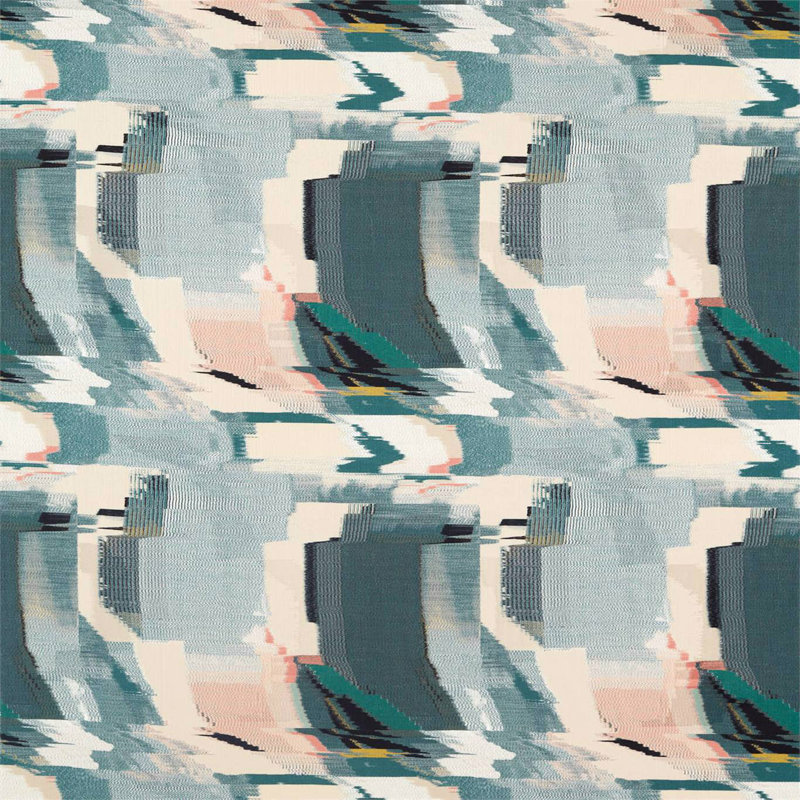 Perspective Fabric, Emerald/Peony