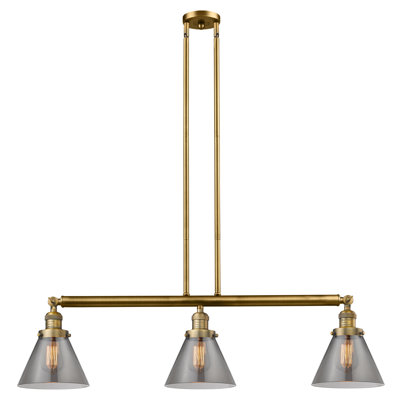 Cone 3 Light Stem Hung Island Light