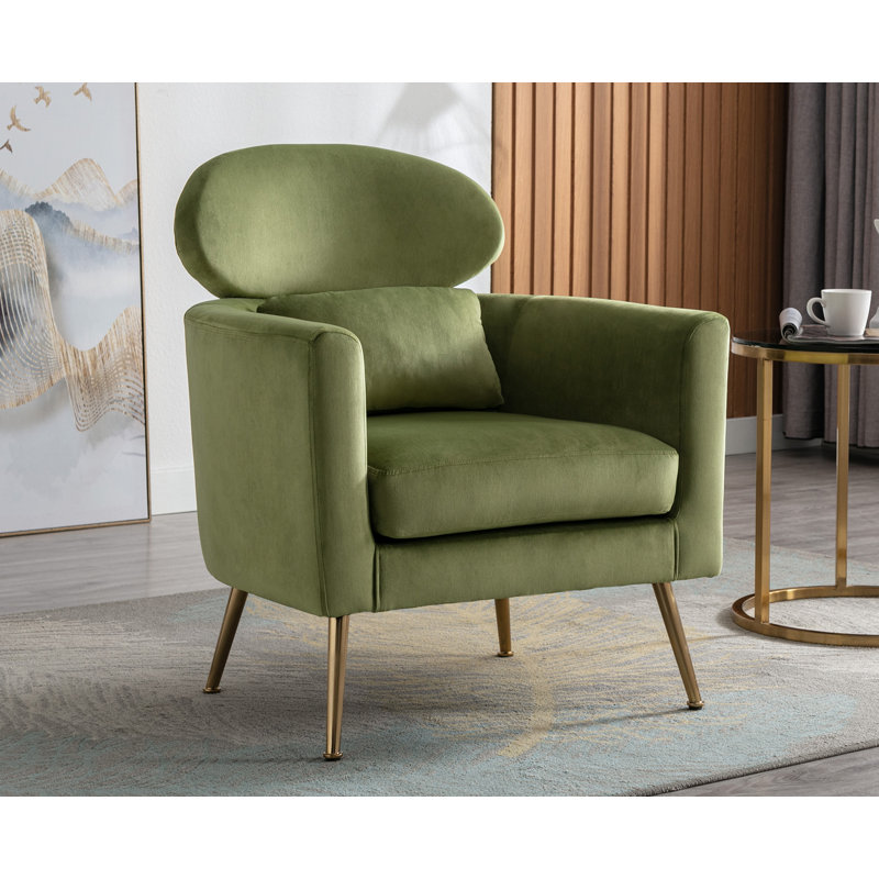 Méridienne large 28,75 po Zuhey, Velours vert olive