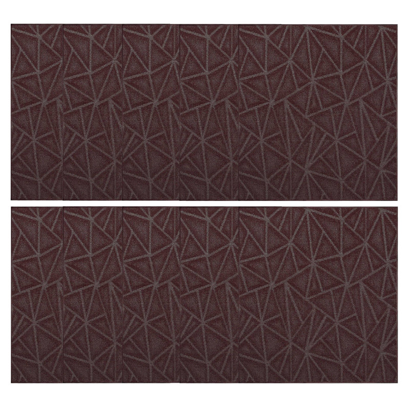 Ensemble de tapis bourgogne raffiné intérieur / extérieur Furnish My Place, Octogone 3 pi