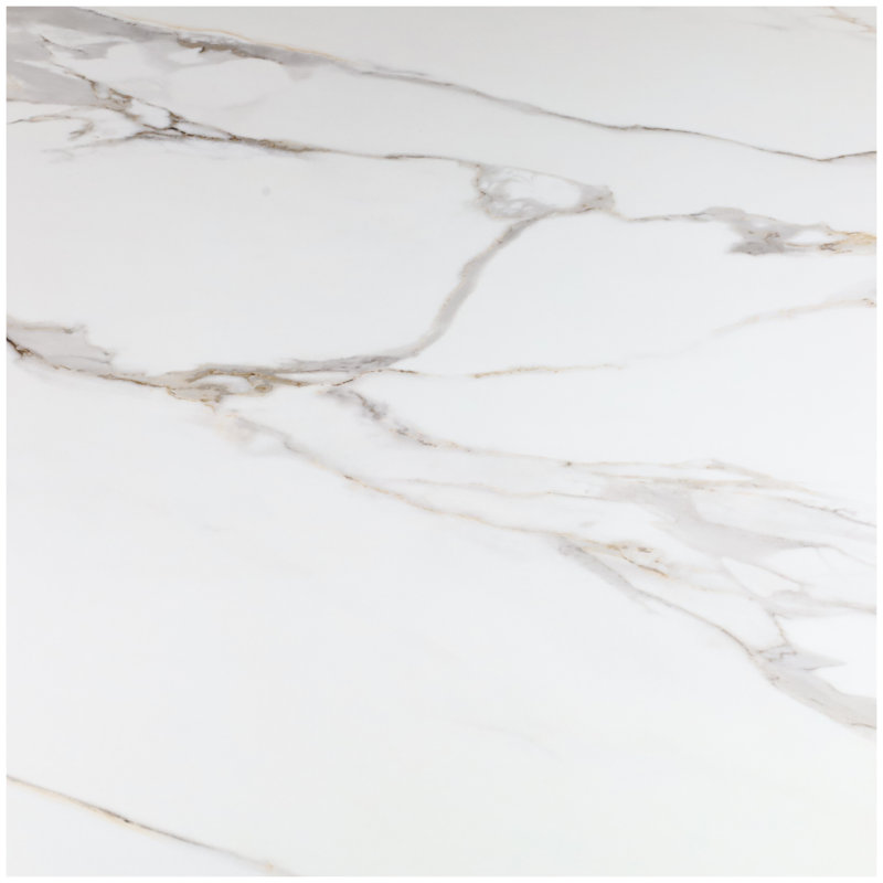 47.24" x 47.24" Polished Marble Look Porcelain Floor and Wall Tile, Aurora Gold