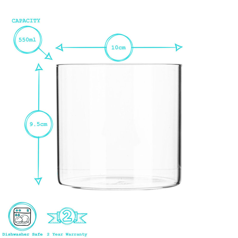 Argon Tableware - Glass Scandi Storage Jar with Metal Lid, 9.5cm H x 10cm W x 10cm D, Silver
