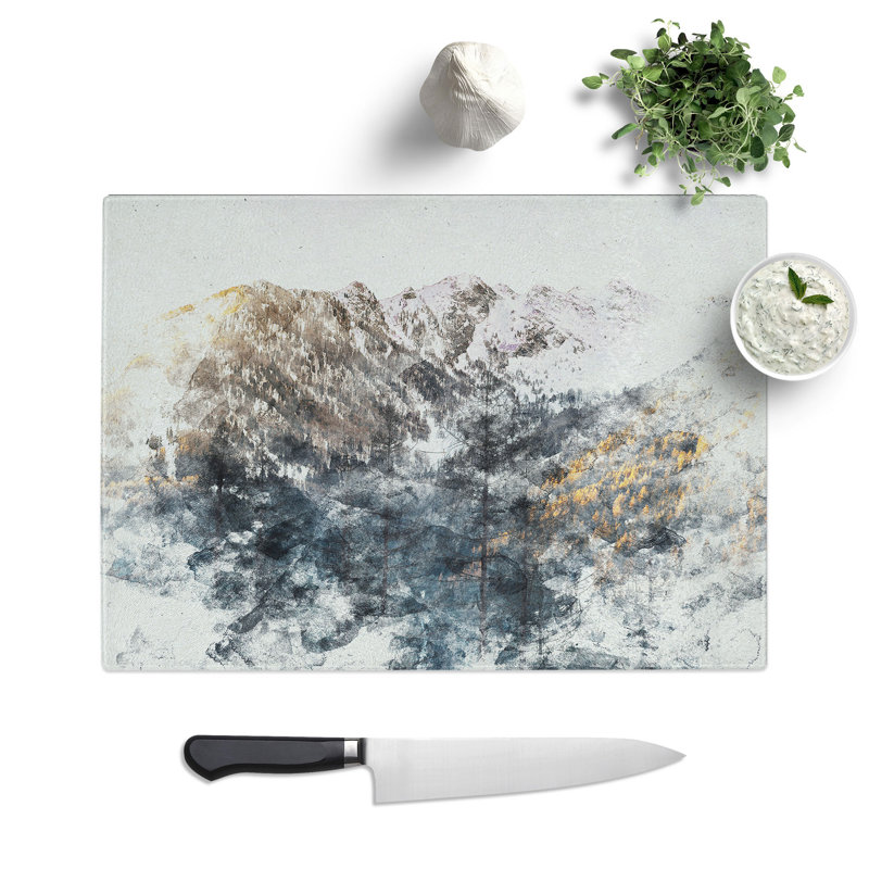 Tempered Glass Tall Trees Chopping Board, 20 cm x 28.5 cm