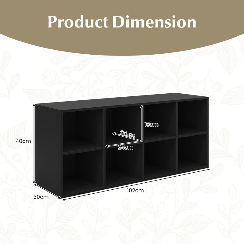 8 Pair Shoe Storage Bench, Black