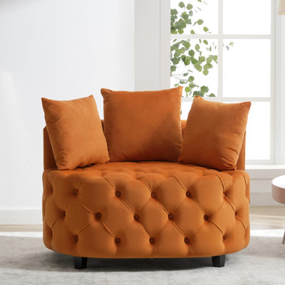 Chaise de 38 pouces de large - velours orange pour le salon - hauteur 16