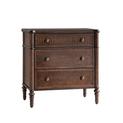 Hoai 28" W 3-Drawer Fluted Solid Wood End Table with Power Outlets