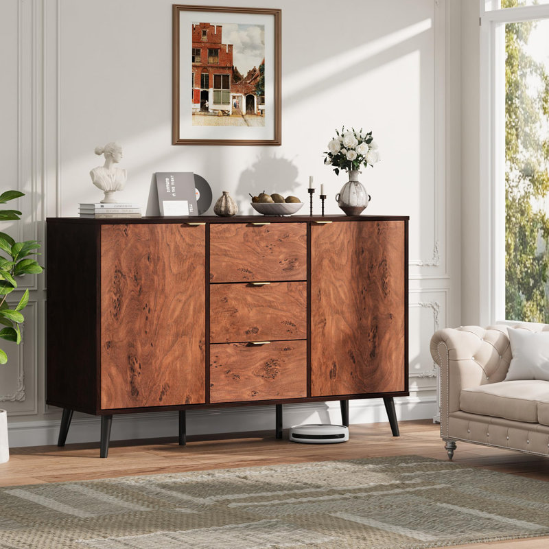 Buffet Cabinet with Drawers, 51.2'' Large Sideboard Buffet Credenza Storage Cabinet with Shelves and Doors