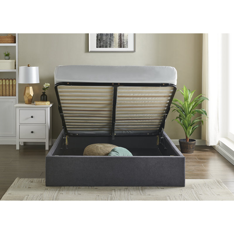Campbell Upholstered Ottoman Storage Bed, Double (4'6), Dark Grey
