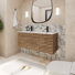 Meuble-lavabo mural double de 48 po avec plateau en résine Sharee, anti-choc, robinet économiseur d'eau, bonde escamotable Sharee