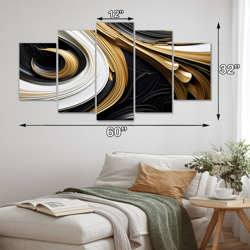 Ensemble de 5 feuilles d'art ornementales ornementales - Core City Leaf, H 32 po x l 60 po