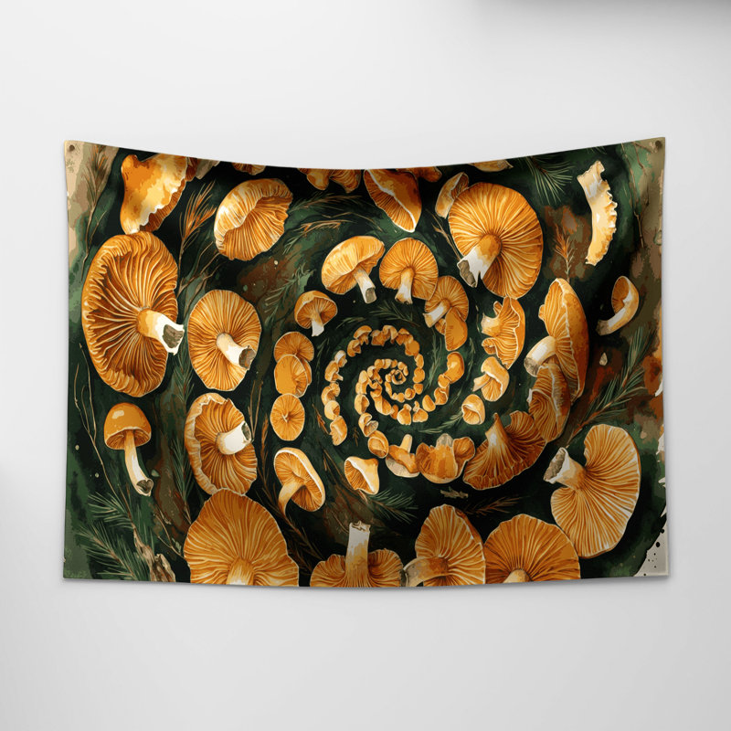 Tapisserie murale légumes et chanterelles, 68 po x 80 po