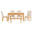 Ensemble de table de salle à manger 6 pièces avec table de rangement, ensemble de table de cuisine avec tiroir, banc de rangement et chaises rembourrées Farmhouse, naturel et beige Farmhouse