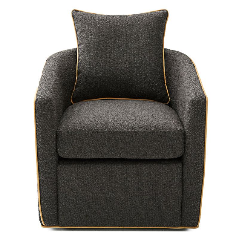 Fauteuil demi-tonneau rembourré, Gris foncé