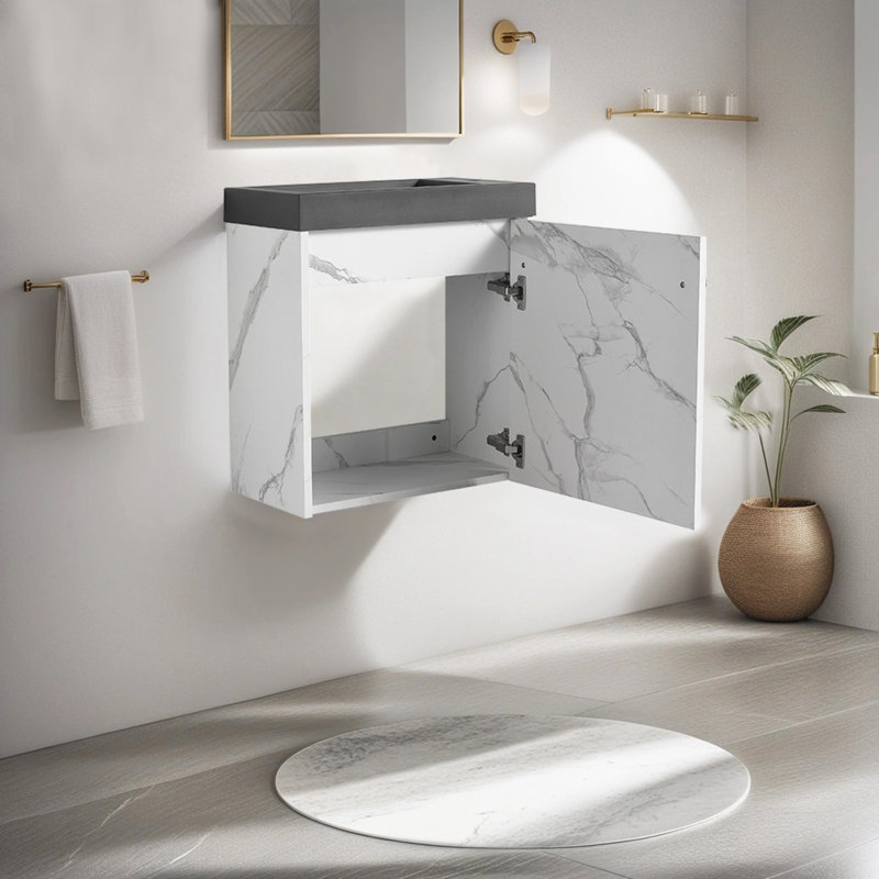 Meuble-lavabo simple 19,74 po avec plateau en résine Jebria