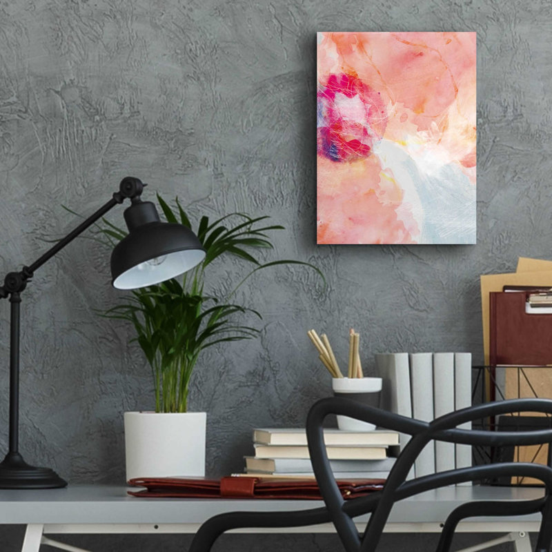 «Abstract Turquoise Pink No. 2» par Louis Duncan-He, art mural en verre acrylique, H 16 po x l 12 po x P 0,13 po