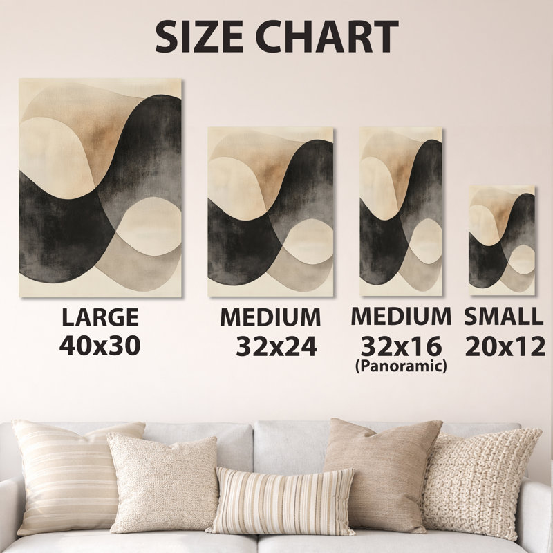 «Black Minimal Curves - Abstract Shapes», art mural en métal, impression moderne sur métal, L 30 po x H 40 po