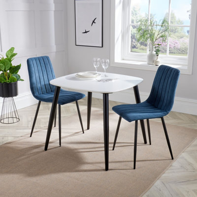 Aspen 800mm Foiled Square table & 2 fabric chair Set