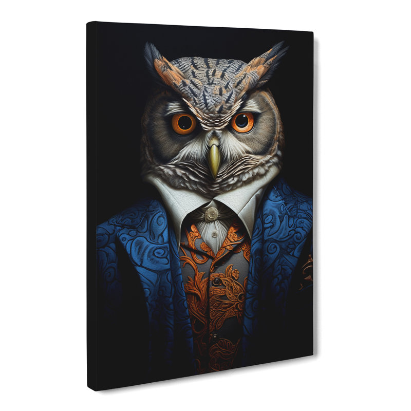 Owl Neo-Plasticism - No Frame Print, 50cm H x 35cm W x 3cm D