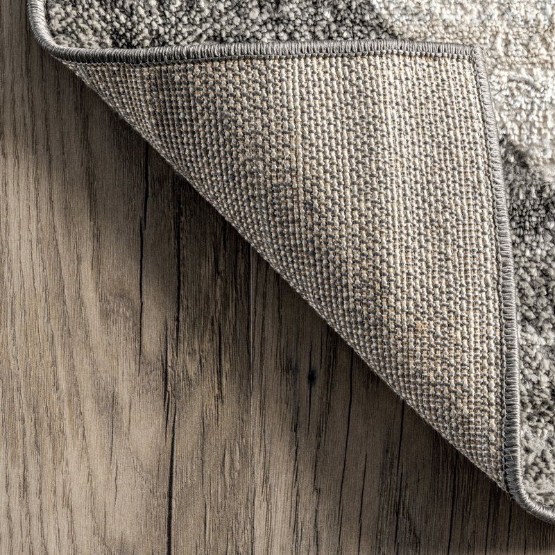 Delucia Geometric Gray/Beige Area Rug, Rectangle 6'7" x 9'