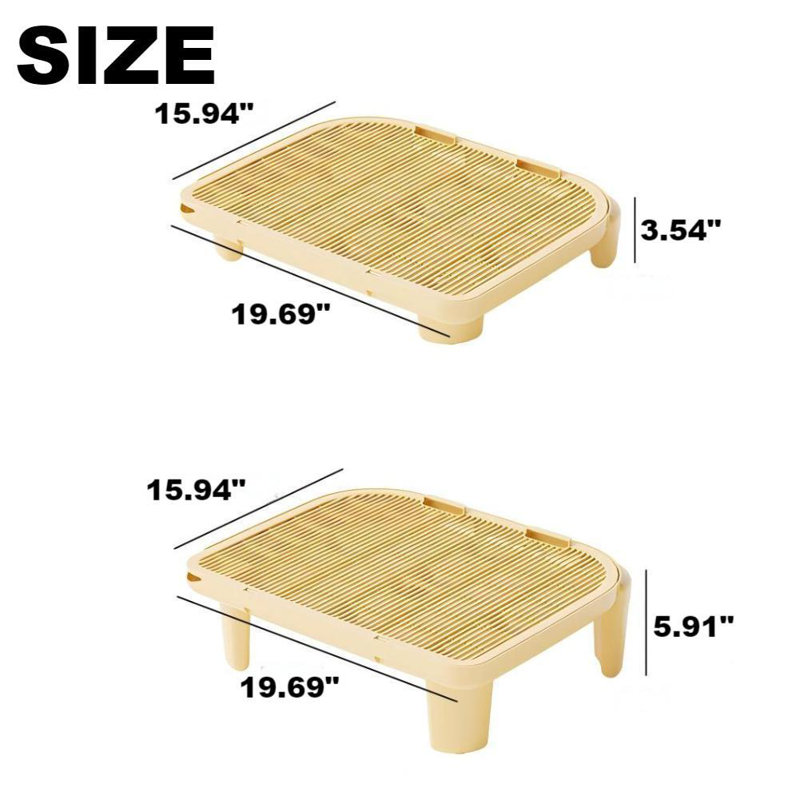 Tapis en plastique pour litière avec pattes antidérapantes, H 3,54 po x l 19,69 po x P 15,94 po, Gris