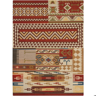 Tapis tissé à la main beige, orange et crème Dupoint Authentic
