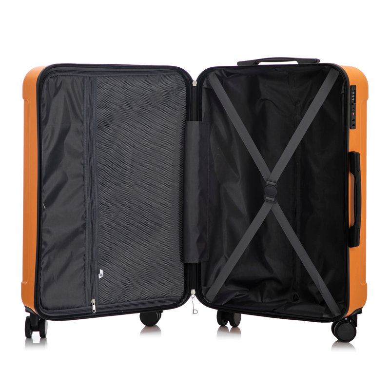 20 "/ 24" / 28 "3 pièces / bagage à roulettes en ABS, couleur assortie, avec serrure à combinaison, Black,Orange