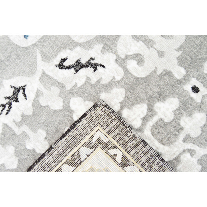 Tapis oriental gris / bleu, Rectangle 8 pi x 10 pi 5 po