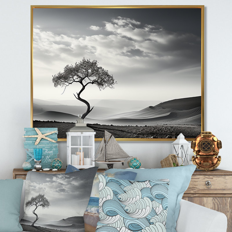 Channell - impressions sur toile de paysage, H 30 po x l 40 po x P 1,5 po, Cadre flottant doré