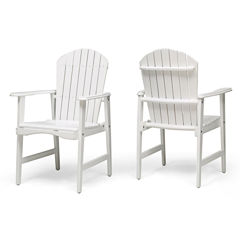 Ensemble de 2 chaises de salle à manger d'extérieur résistantes aux intempéries en bois Adirondack, Blanc