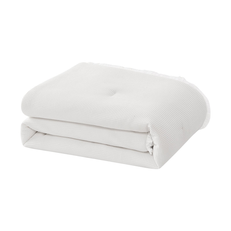 Charlotte 3 Piece Reversible Waffle Comforter Set, Queen Comforter + 2 Standard Shams, Ivory