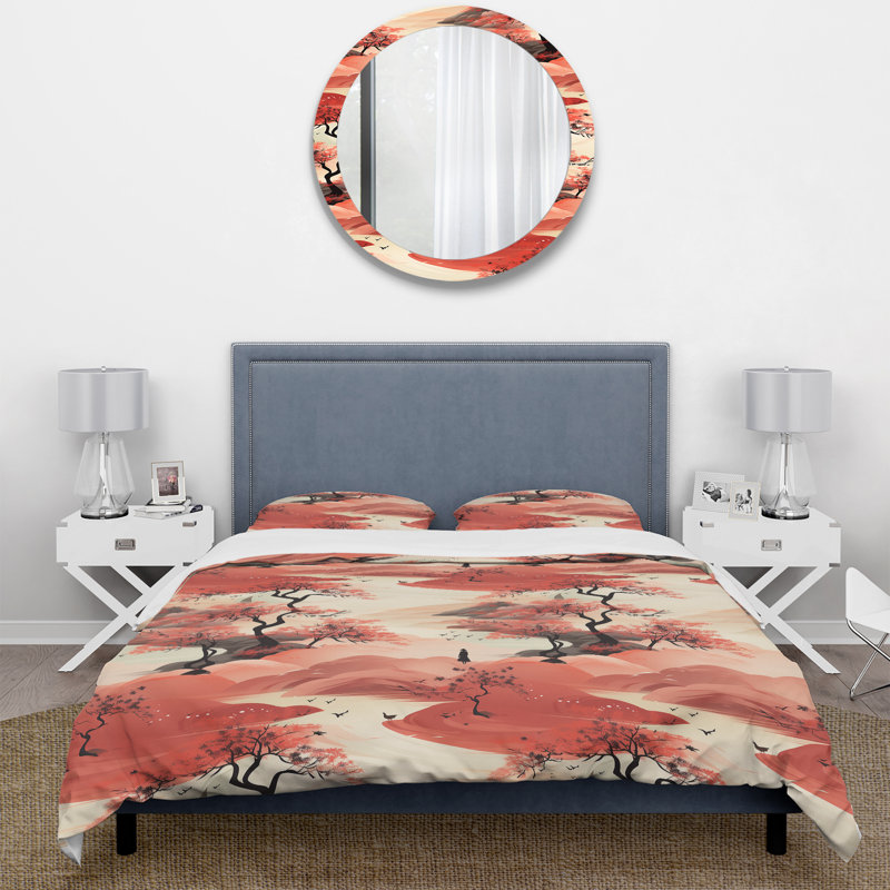 Ensemble de housse de couette chinois en microfibre de polyester, Housse de couette pour grand lit et 2 taies décor