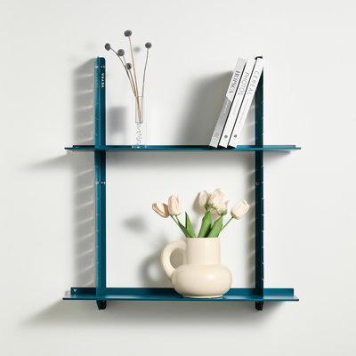 Adjustable Metal Floating Shelf Unit, Industrial Wall Mounted Display Rack