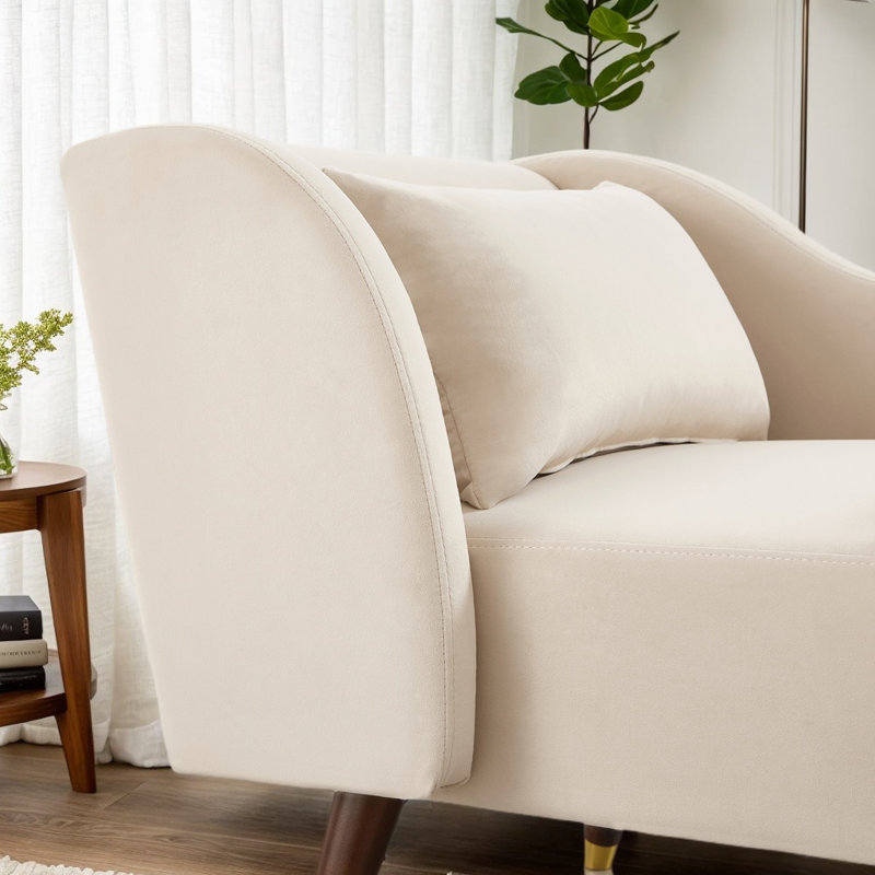 Chaise longue en velours Dunwall, Beige
