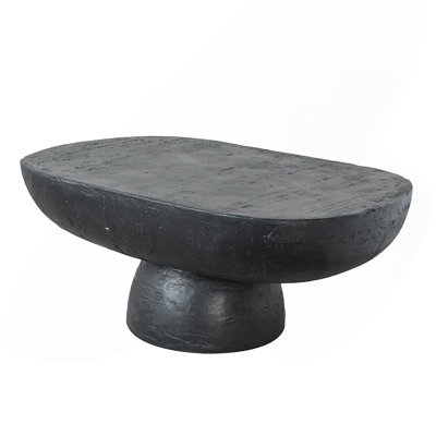 36" x 24" x 15" Black Oval Coffee Table for Living Room