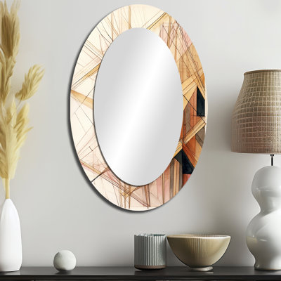 Minimaliste doré et beige - Miroir décoratif ovale abstrait sur métal