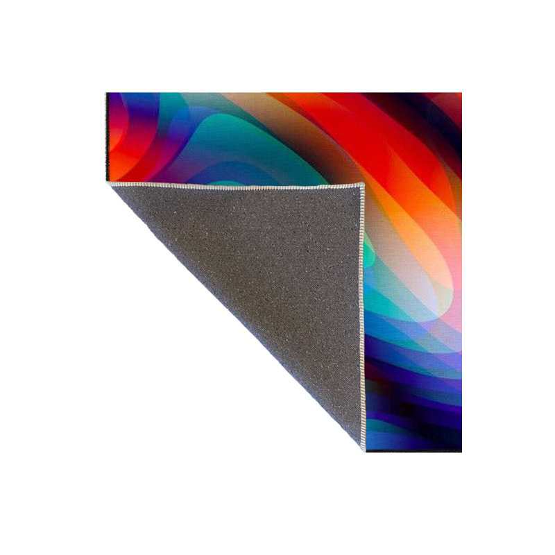 Tapis tissé lavable multicolore, Sous-tapis rond 3 pi 3 po inclus
