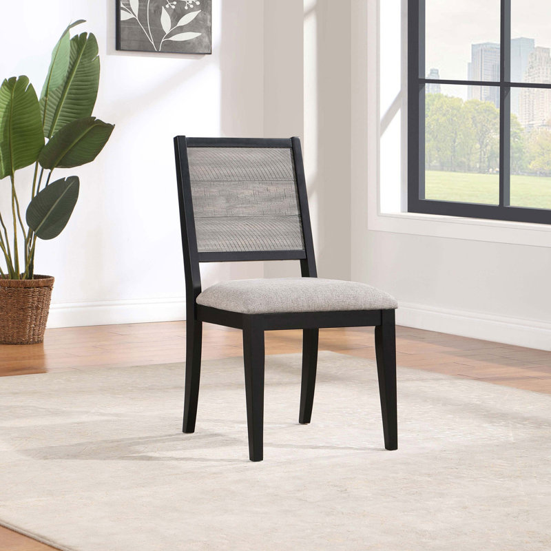 Chaise d'appoint noire rembourrée (ensemble de 2)