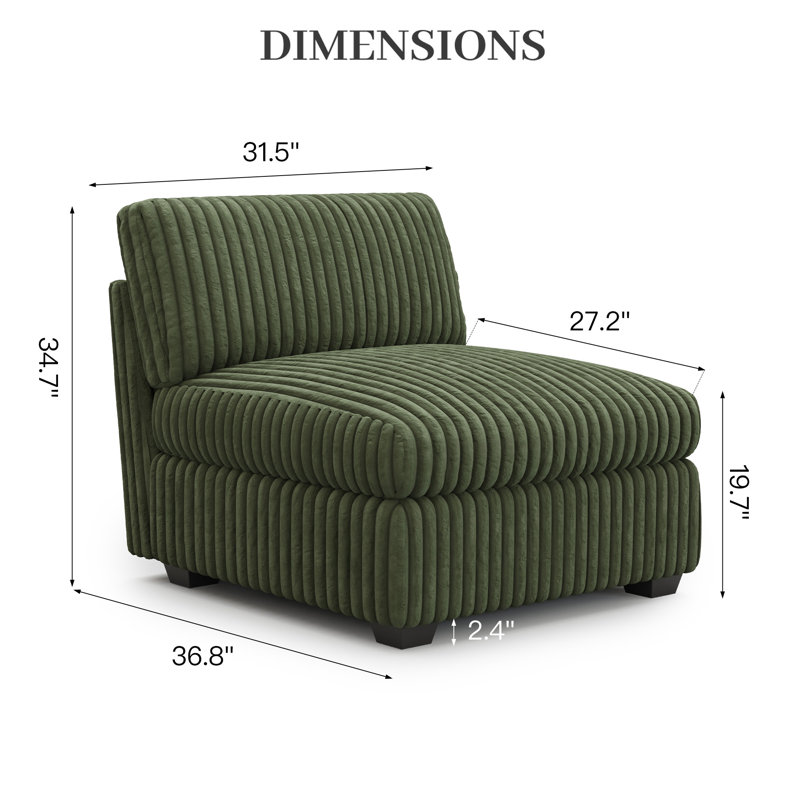  Canapé modulaire en velours côtelé Knopp, Velours côtelé vert