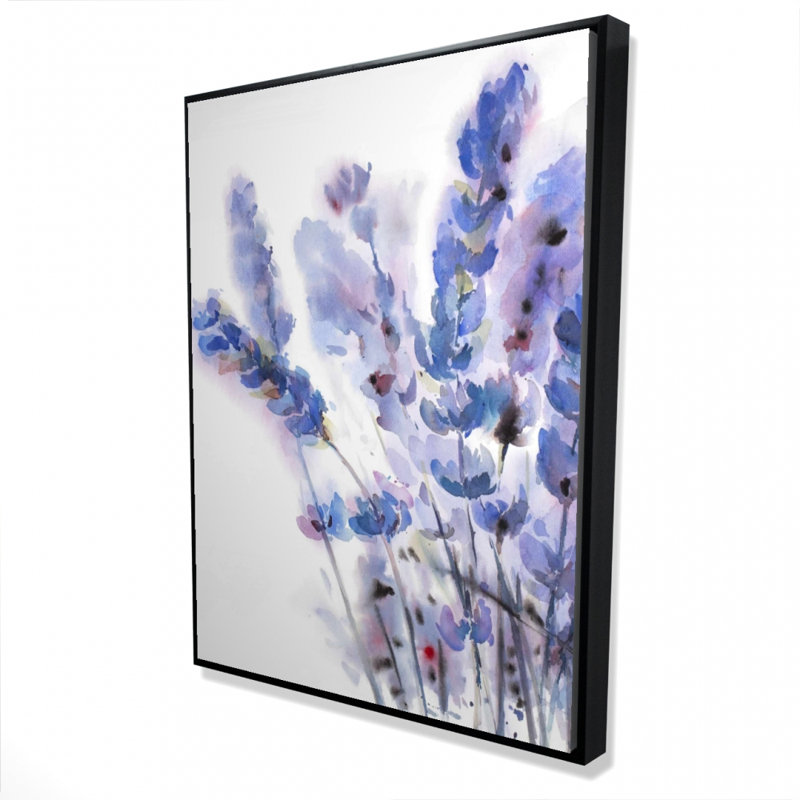 Aquarelle, fleurs de lavande sur toile