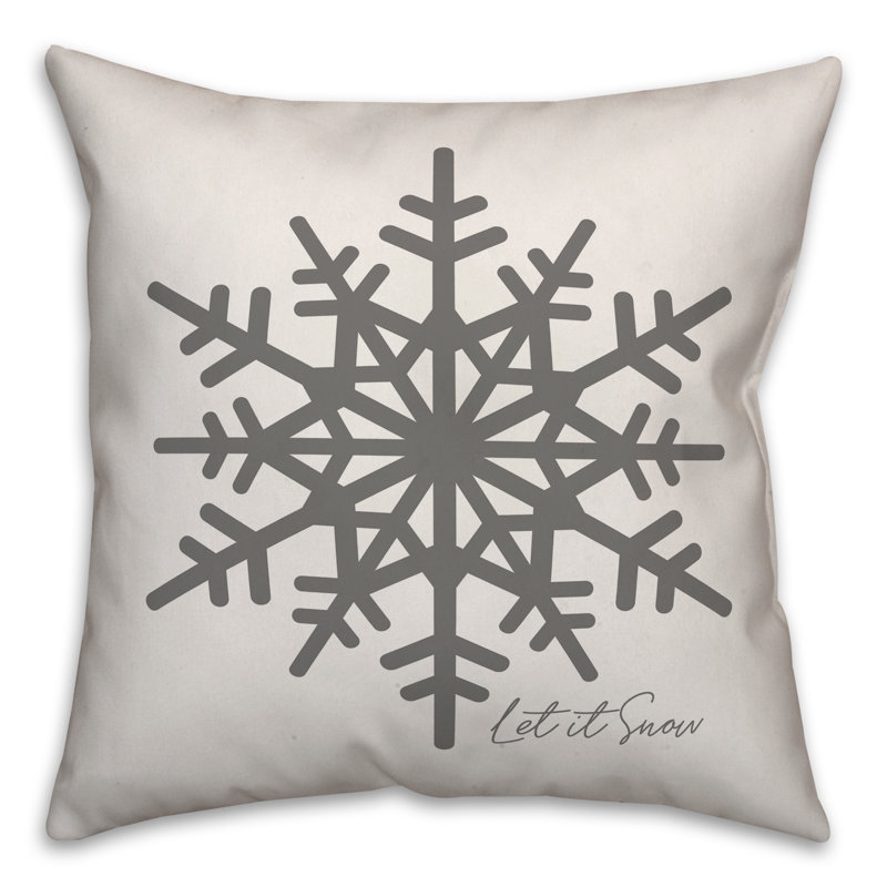  Housse de coussin Let It Snow, 16 po x 1 po, Blanc, Polyester/ Bourre en polyester