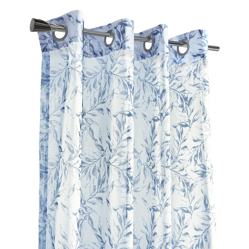 Panneau de rideau semi-diaphane avec œillets Gerarde, L 52 po x L 95 po, Indigo