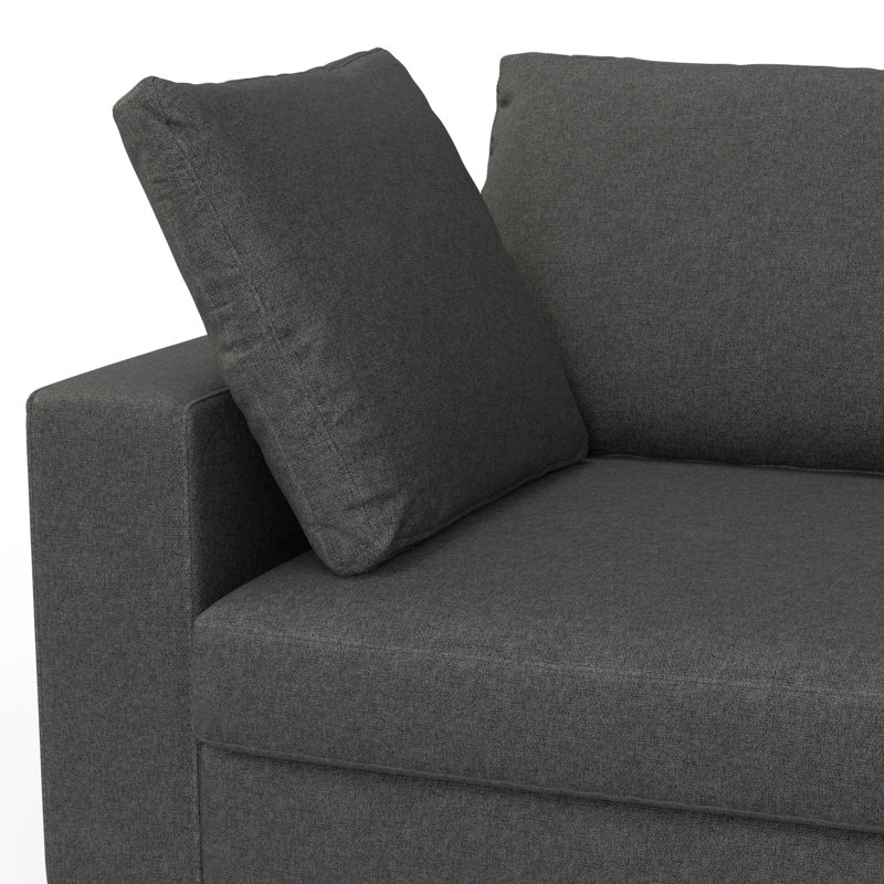 Charlie Large Deep Seater L-Shaped Performance Fabric Sofa in Contemporary Style, Pebble Gray, Right Sectional Sofa