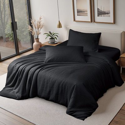 Waffle Stripe 3-Piece Duvet Cover Set